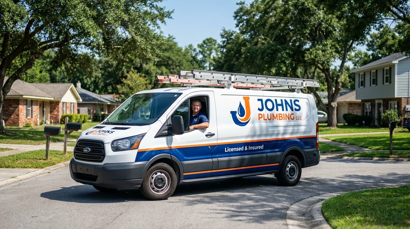Johns Plumbing LLC service van in Darlington, SC