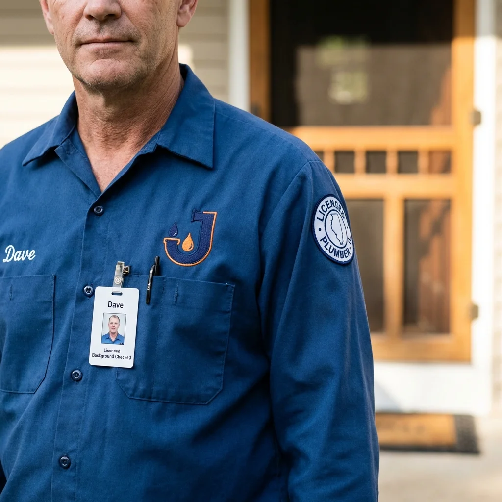 Licensed plumber showing ID badge in Darlington, SC
