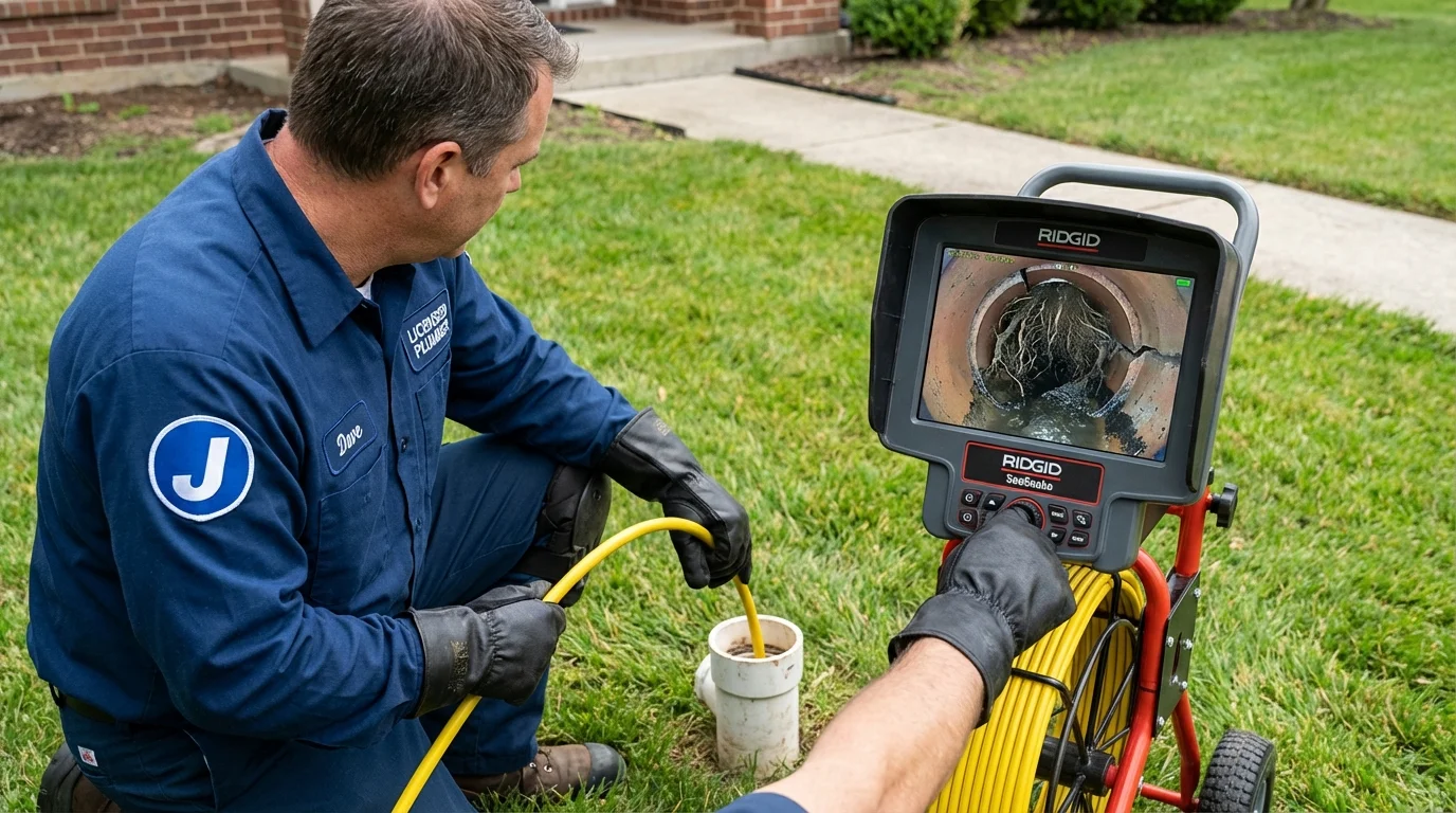 Sewer camera inspection being performed by Johns Plumbing LLC in Darlington