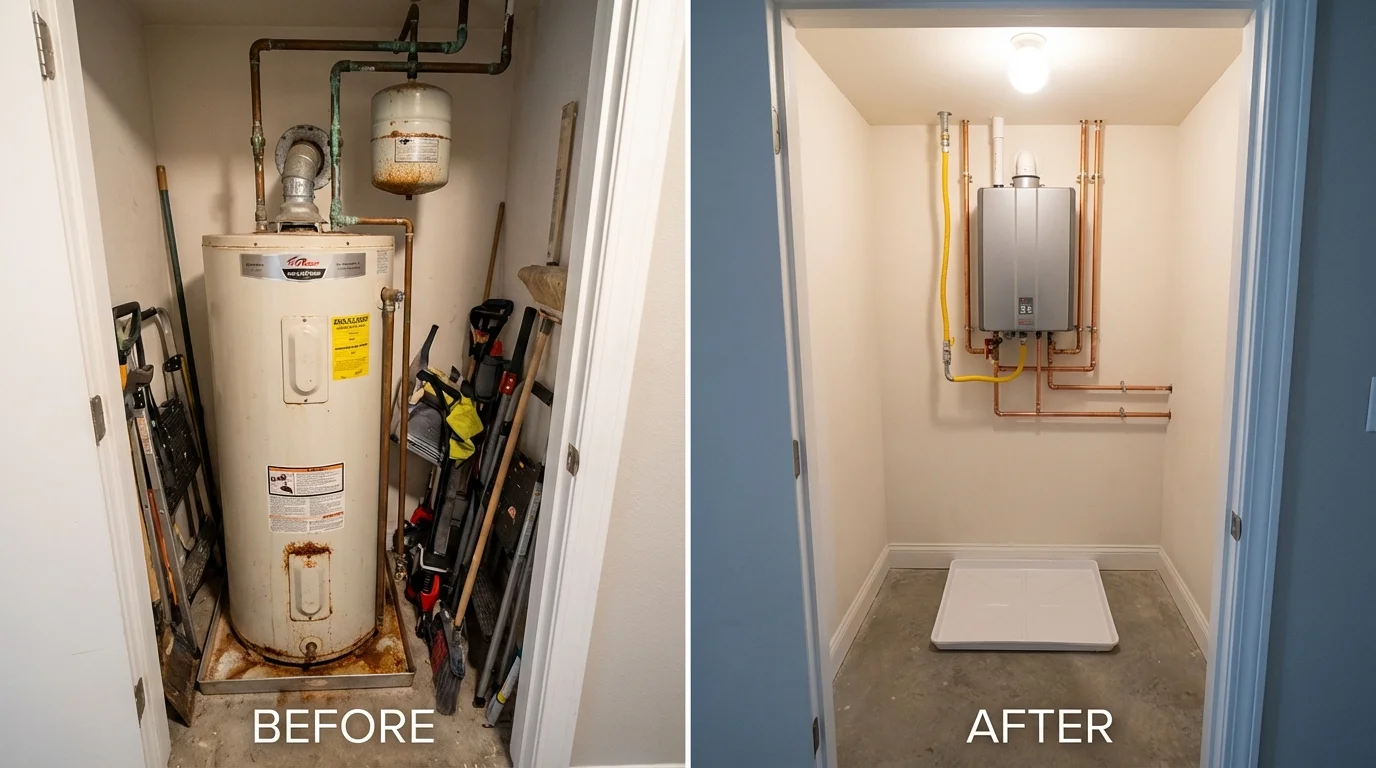 Tank water heater versus wall-mounted tankless unit comparison for Darlington, SC homeowners