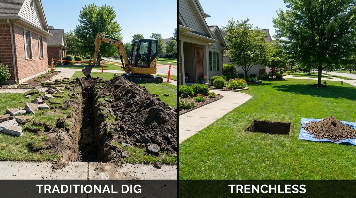 Trenchless sewer repair with minimal yard damage versus traditional excavation in Darlington, SC